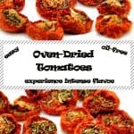oven-dried tomatoes on white plates
