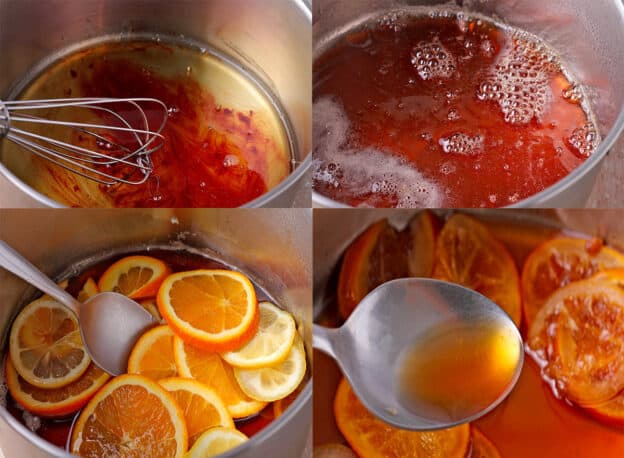 4 pictures demonstrate how to make vegan honey.