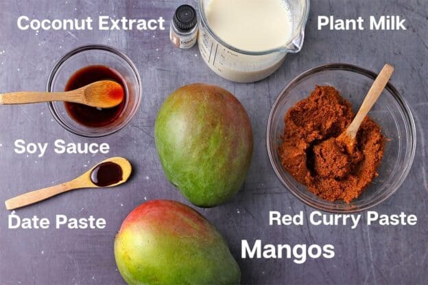 The ingredients for mango curry.