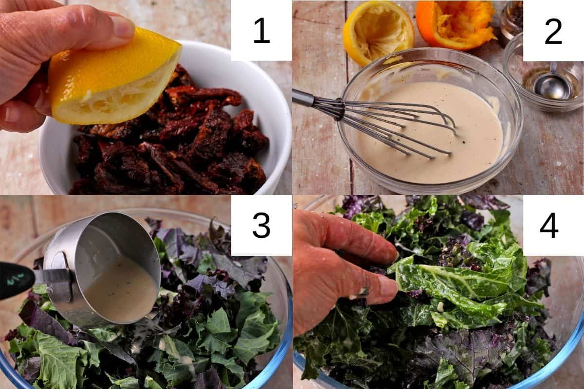 How to make massaged kale salad with sundried tomatoes.