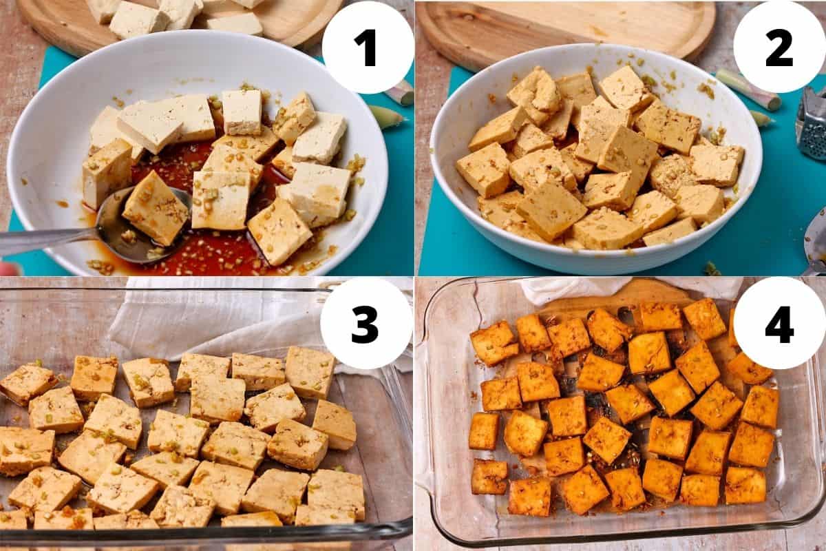 How to marinate and bake lemongrass tofu.
