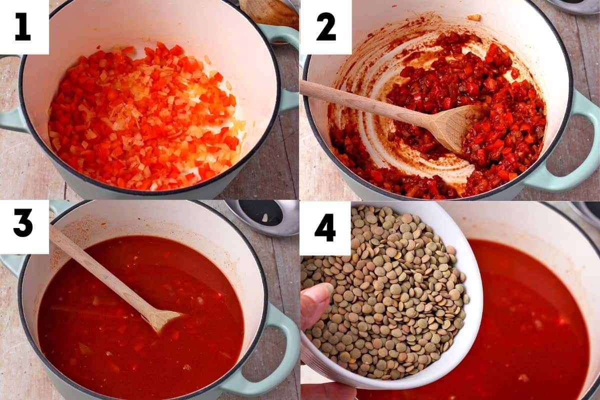 How to make vegan sloppy joes with lentils in 4 steps.