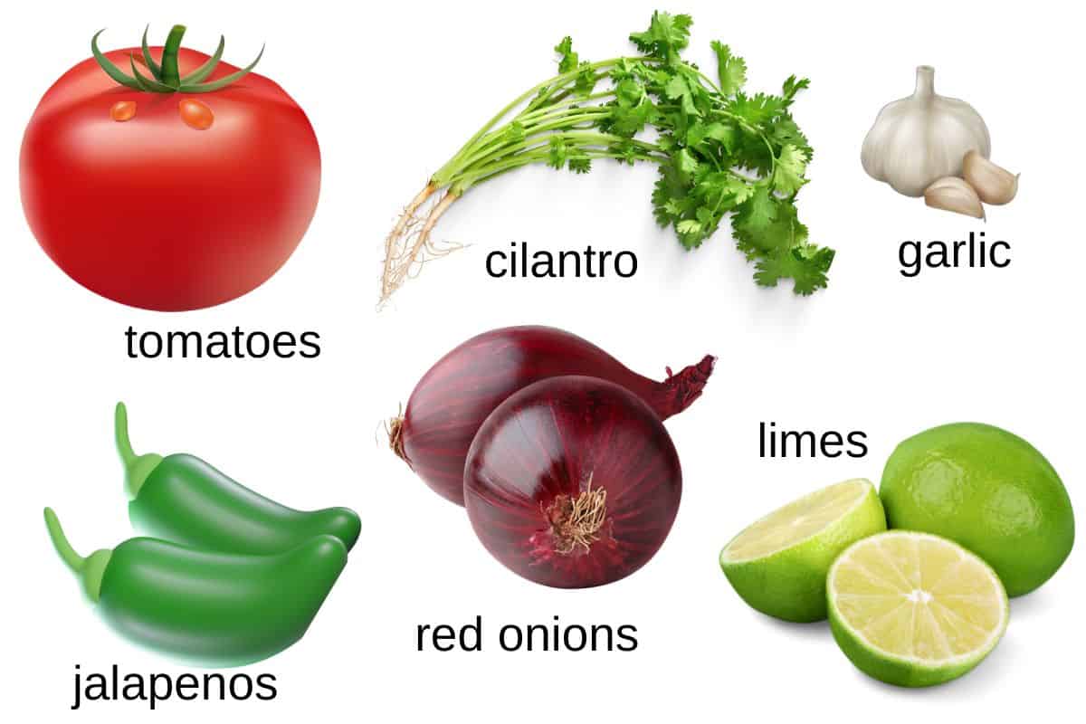 The ingredients for pico de gallo.