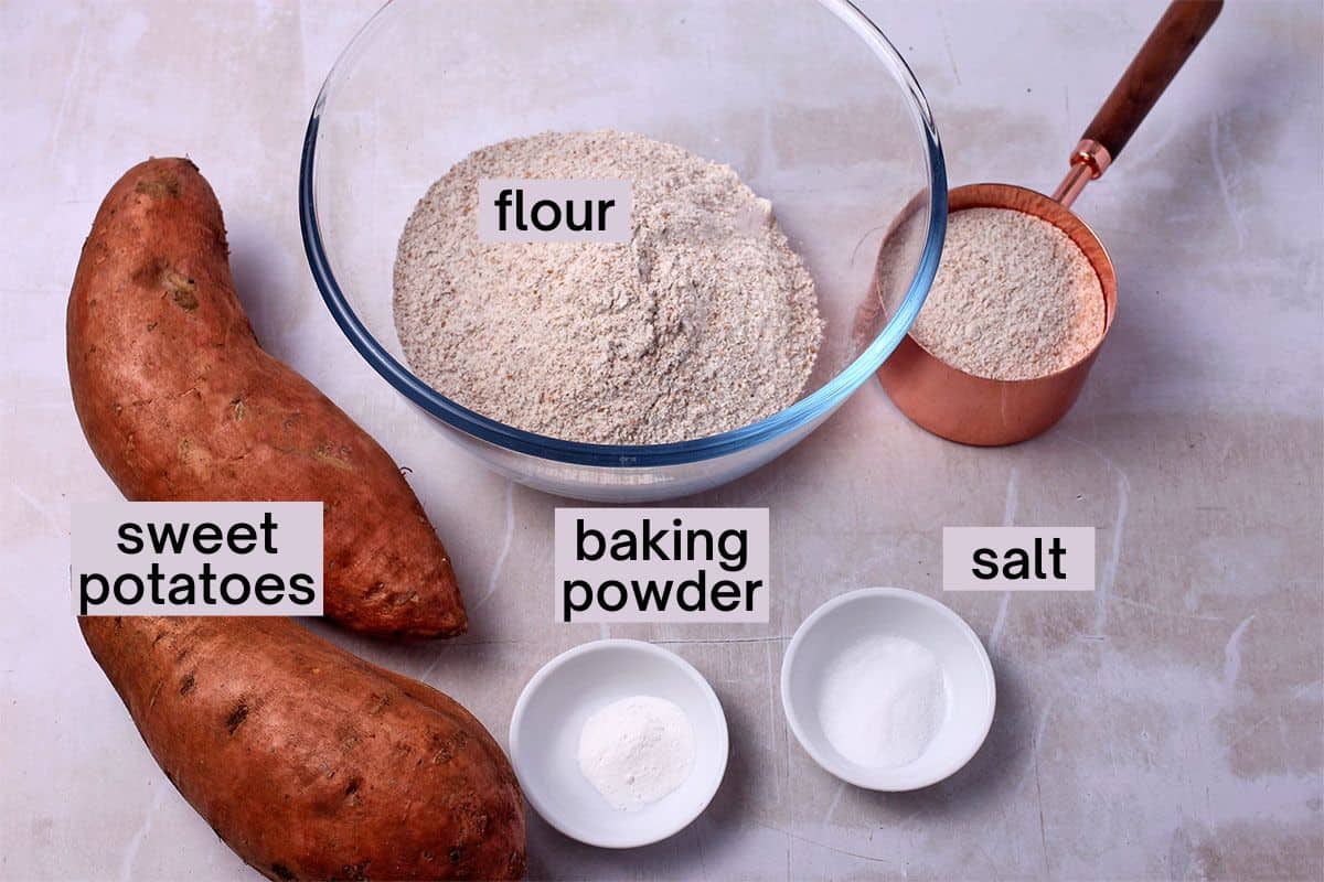 The ingredients for sweet potato flatbread.