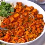 Tofu curry with spinach.