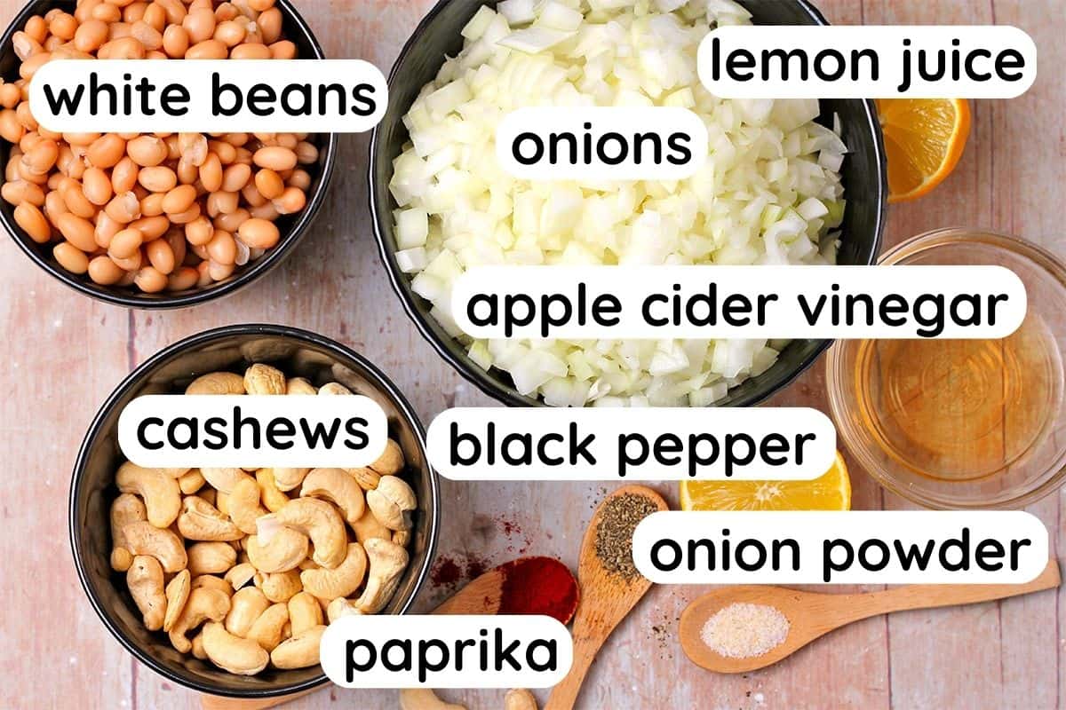ingredients for vegan French onion dip.