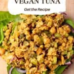 Vegan tuna over toast and lettuce.