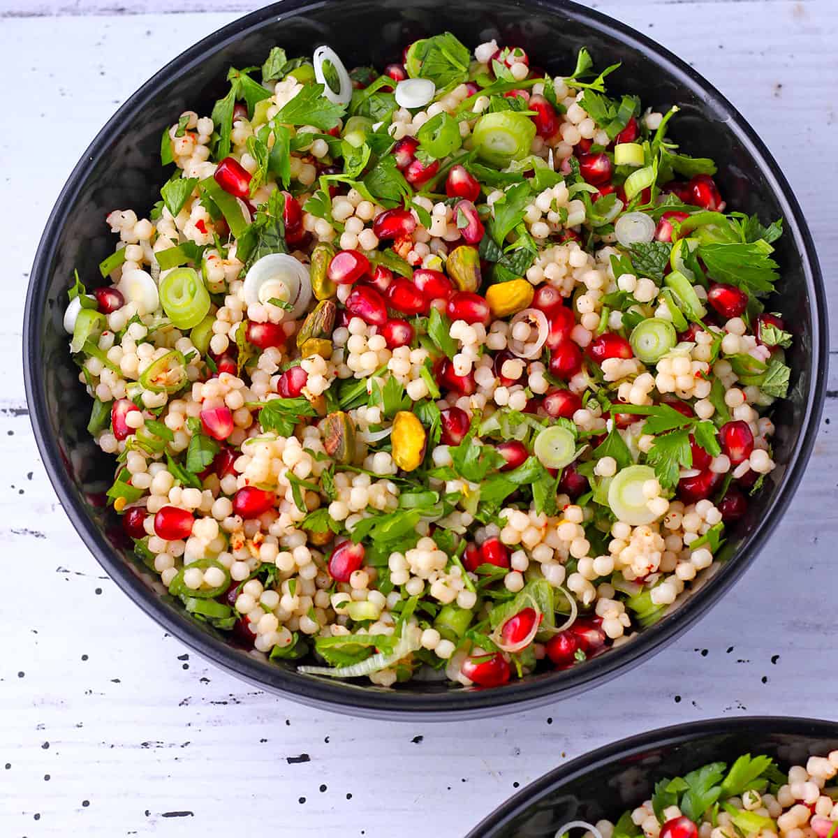 Festive Pomegranate Pearl Couscous Salad - Vegan with Gusto
