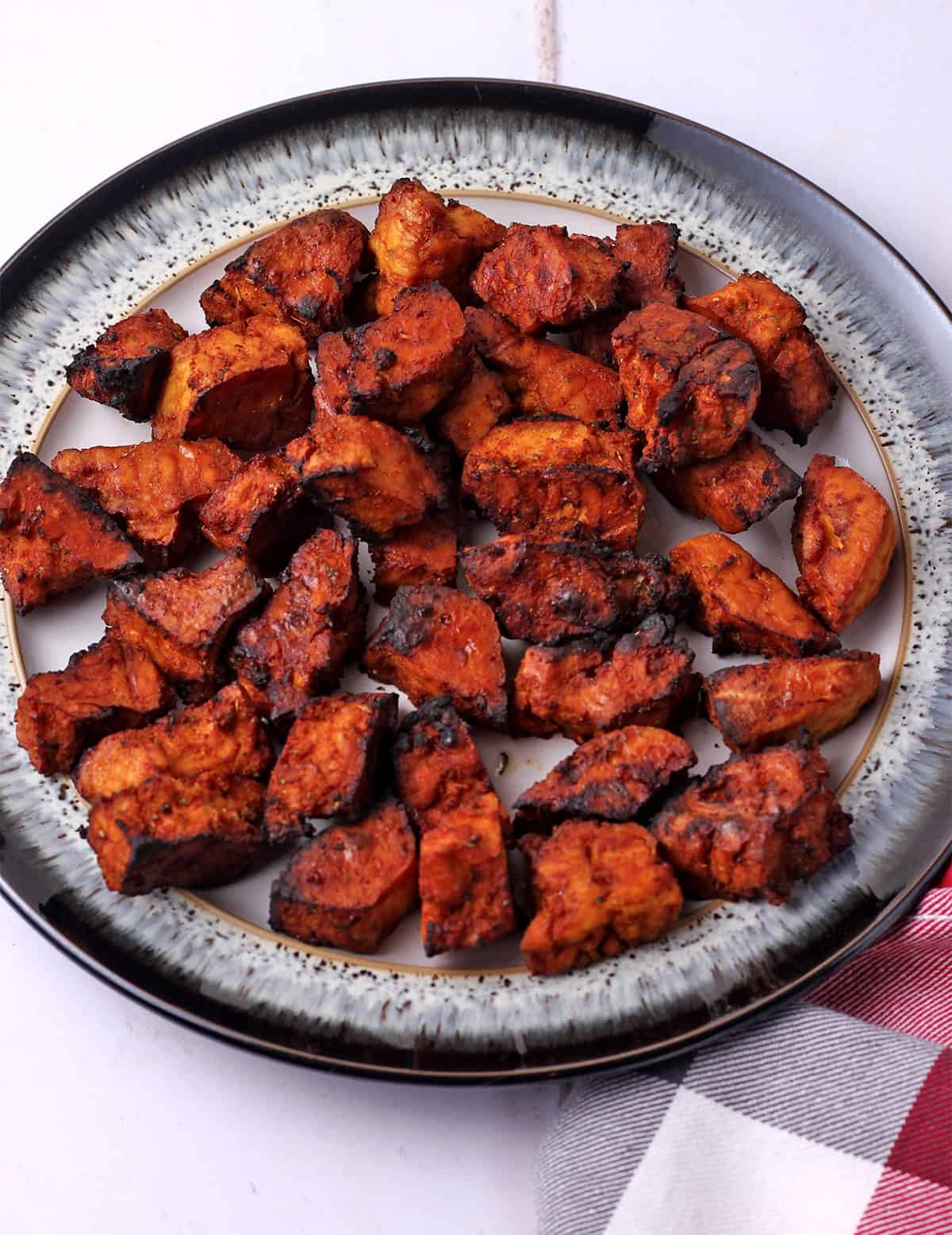 A plate of tofu chicken pieces.