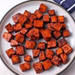 A plate of smoked tofu.